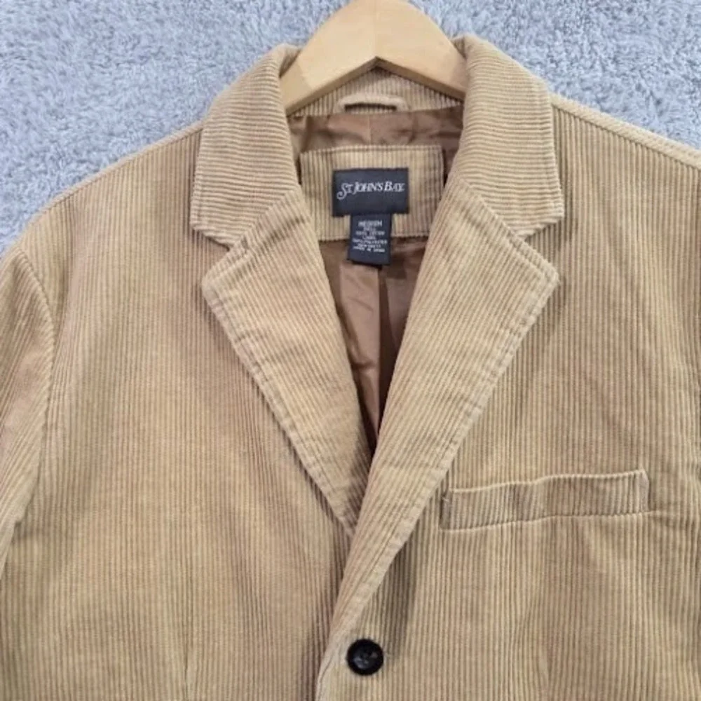St Johns Bay Corduroy Blazer‎ Jacket Men's Medium Tan Classic Business Casual